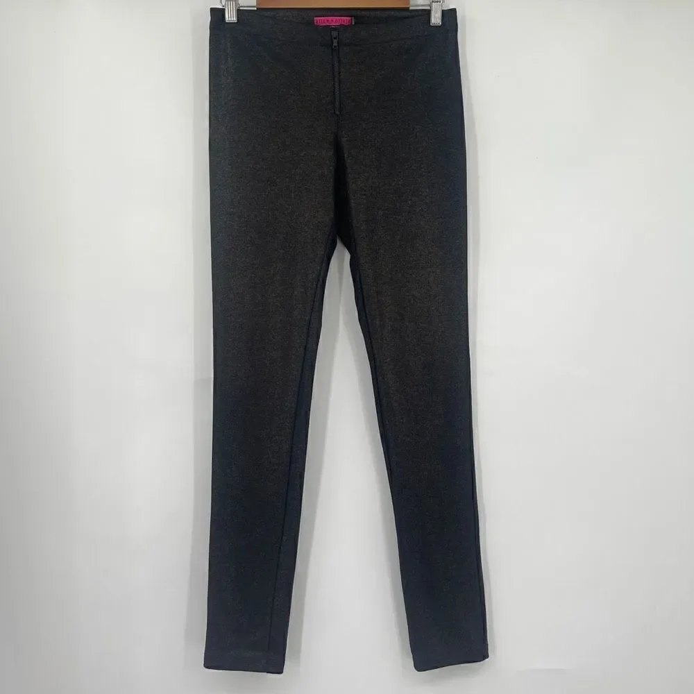 Alice + Olivia Women's Slim Zipper Front Black Leggings Size 6 - Picture 2 of 8